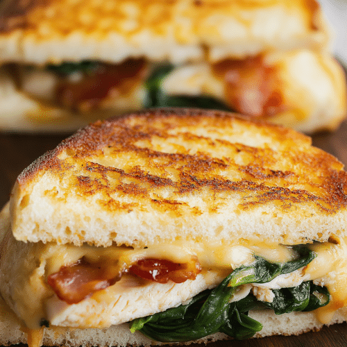 Turkey Melt with Cheddar, Spinach, and Bacon