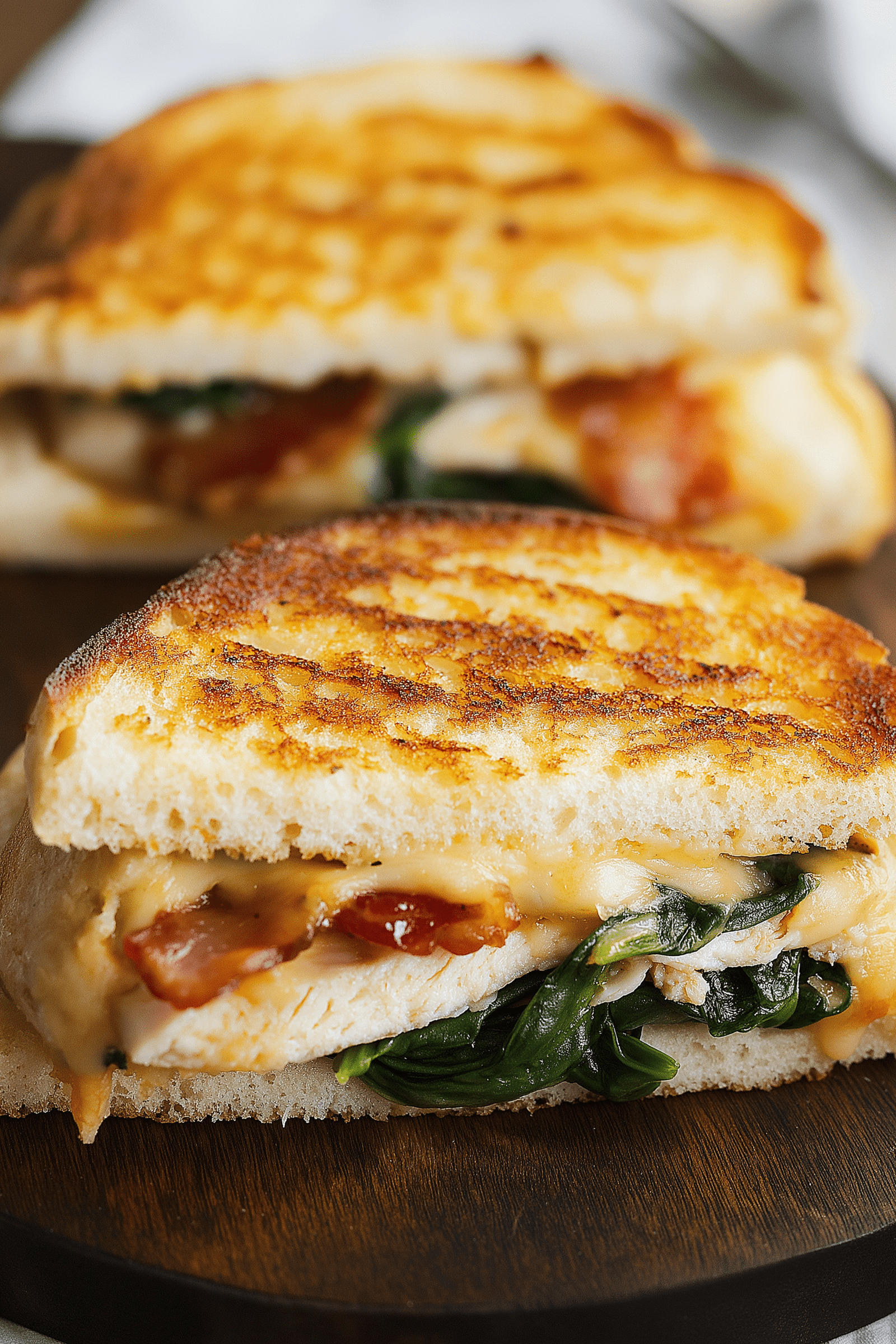 Turkey Melt with Cheddar, Spinach, and Bacon