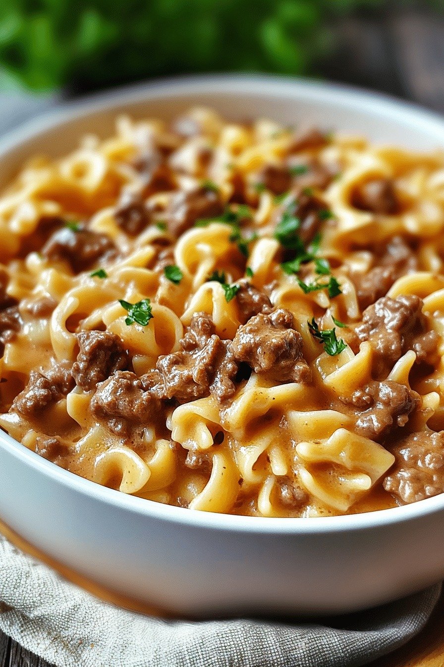 Creamy Garlic Beef Pasta