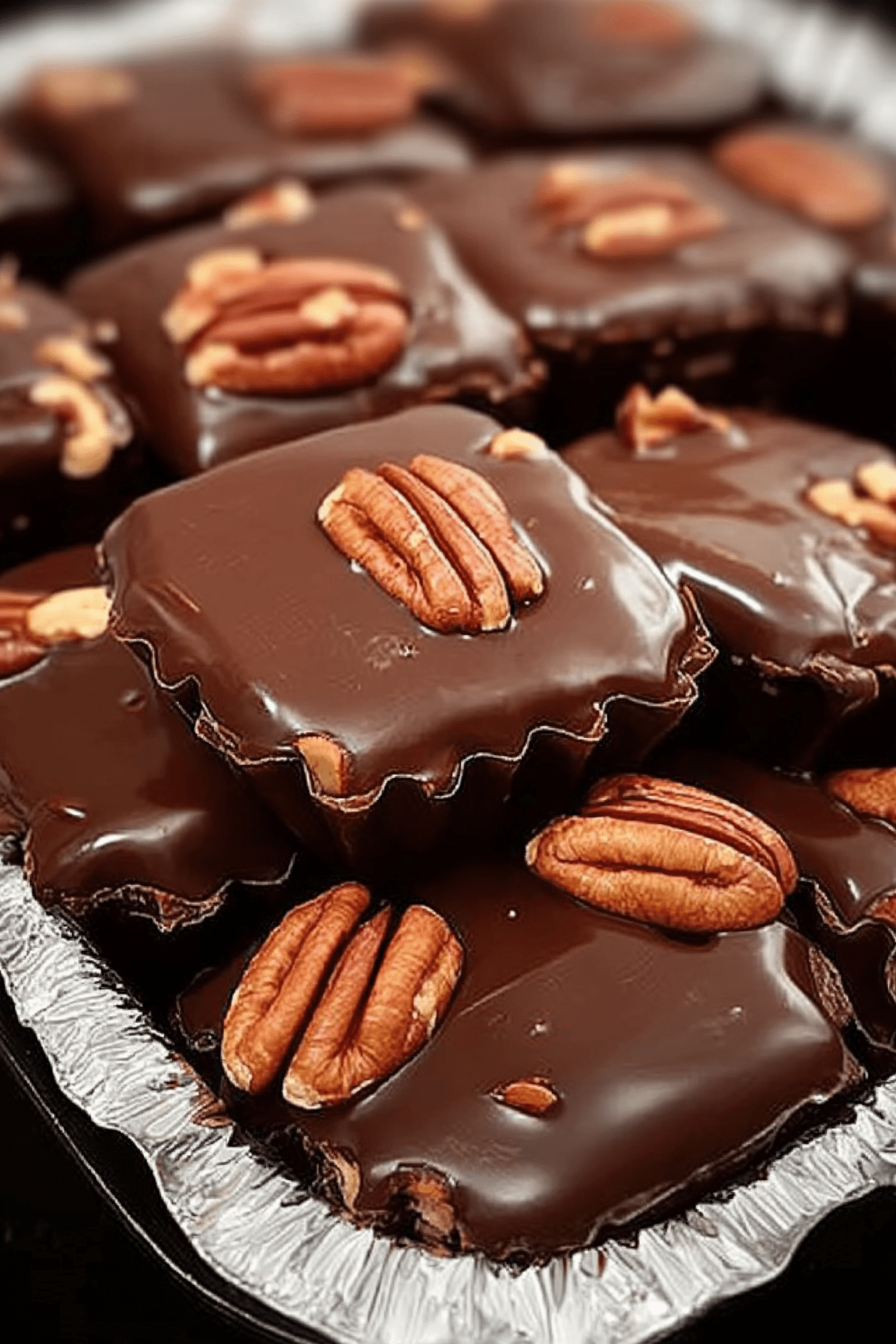 Homemade Turtle Candy With Pecans and Caramel