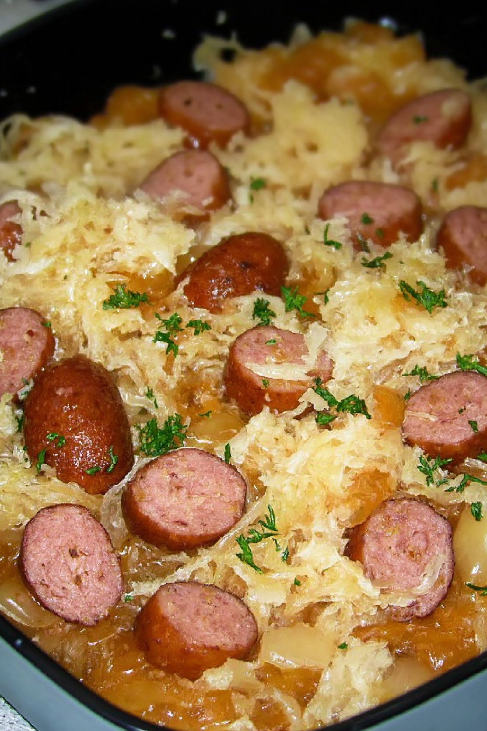 Polish sausage Sauerkraut and potatoes