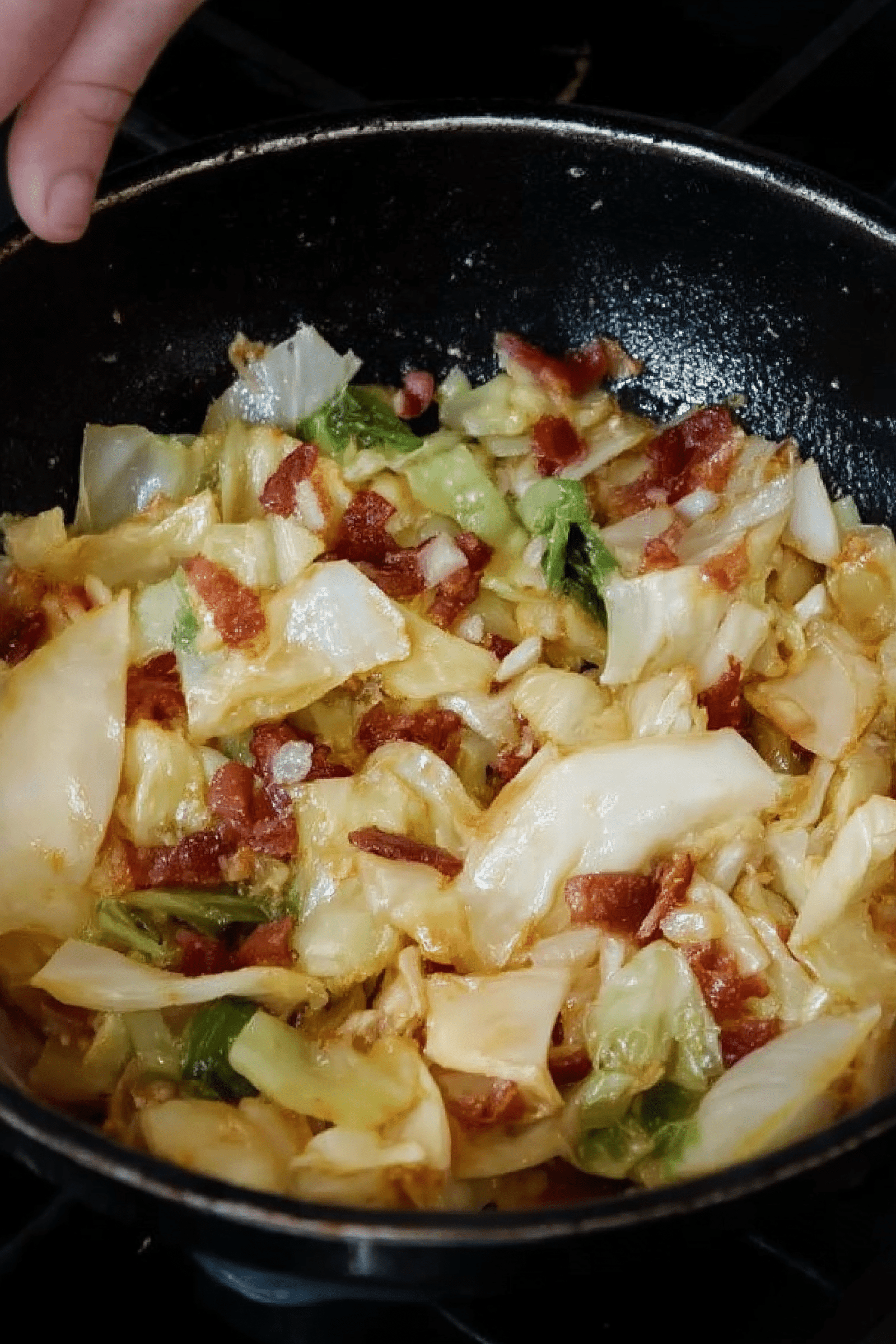 Fried Cabbage with Bacon Onion and Garlic