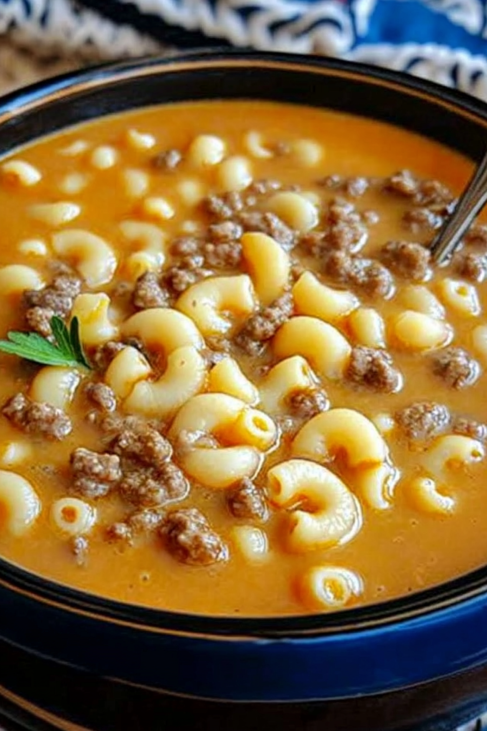 One-Pot Macaroni Cheeseburger Soup