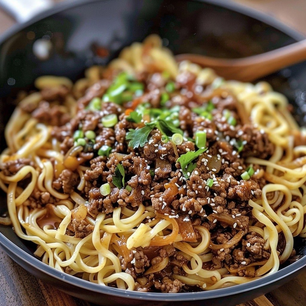 Mongolian Ground Beef Noodles