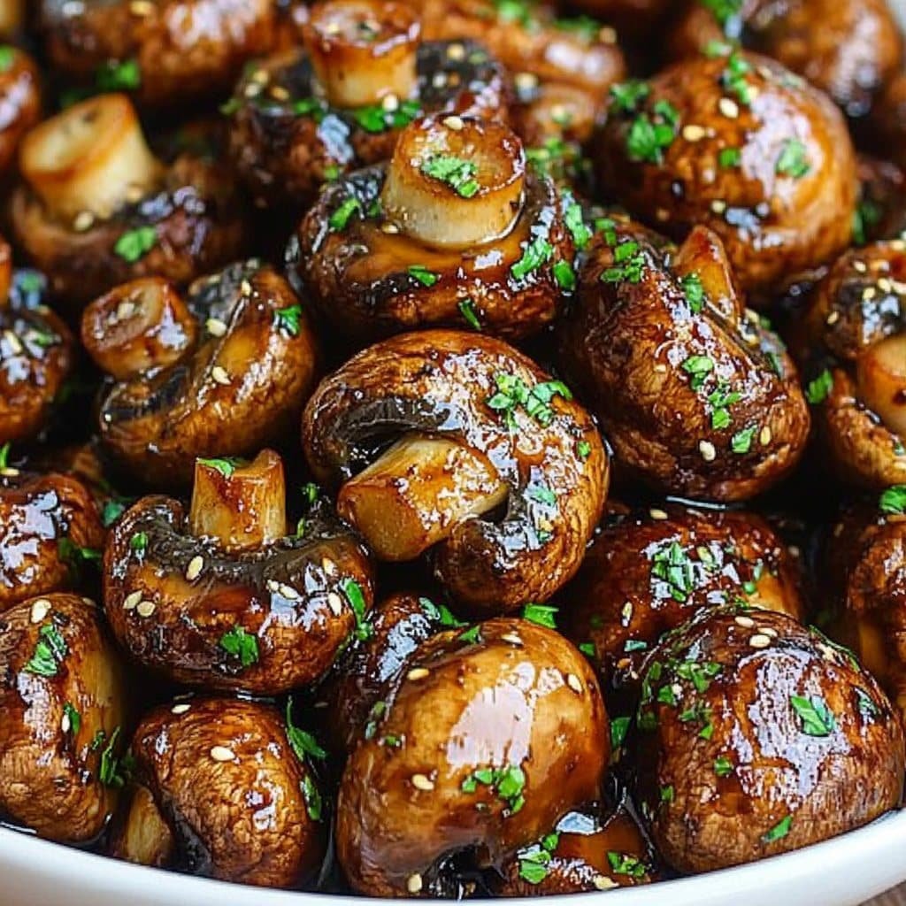 Balsamic Soy Roasted Garlic Mushrooms