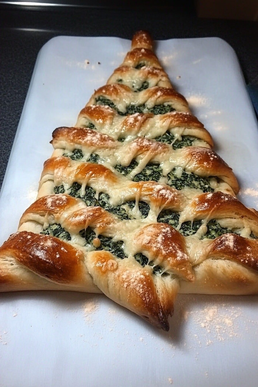 Christmas Tree Spinach Dip Breadsticks