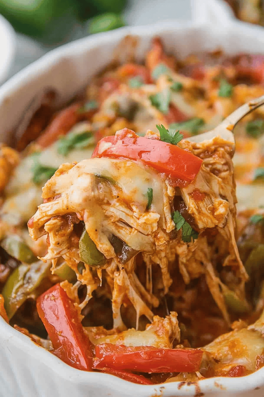 7-Layer Chicken Fajita Casserole Final Dish Presentation