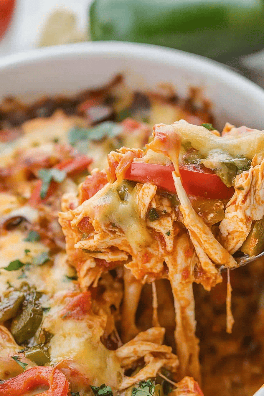 7-Layer Chicken Fajita Casserole Final Dish Presentation