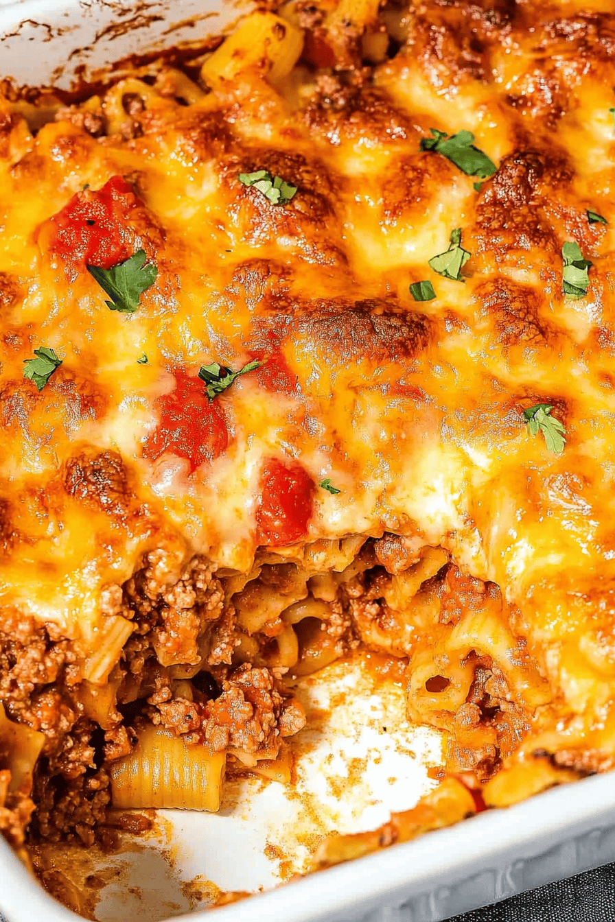 7-Layer Taco Pasta Casserole Final Dish Presentation