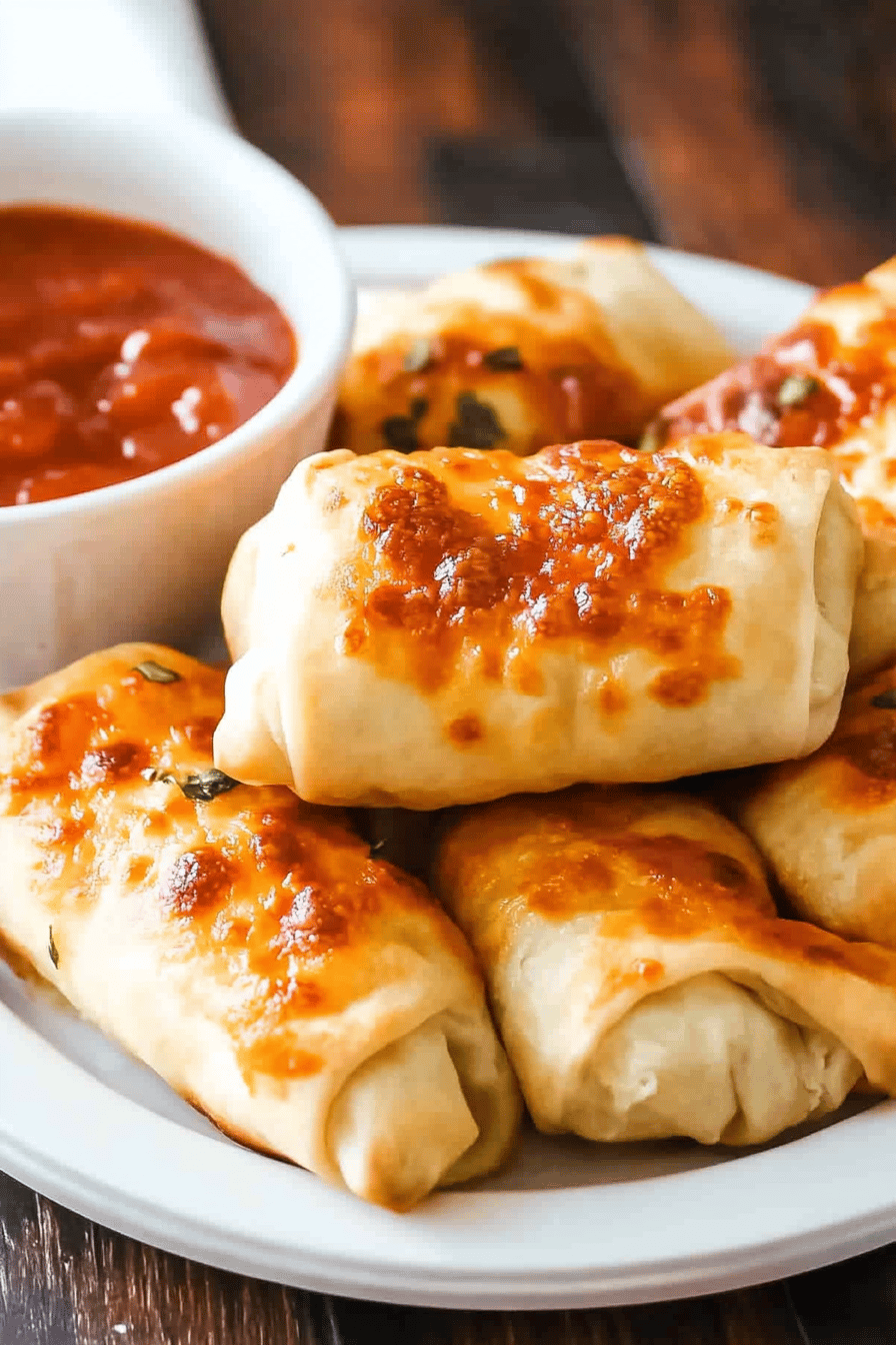 Air Fryer Pizza Rolls Final Dish Presentation