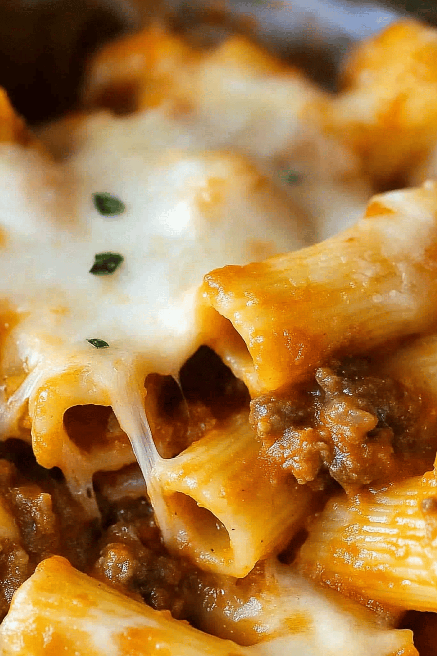 Baked Rigatoni Bolognese Final Dish Presentation