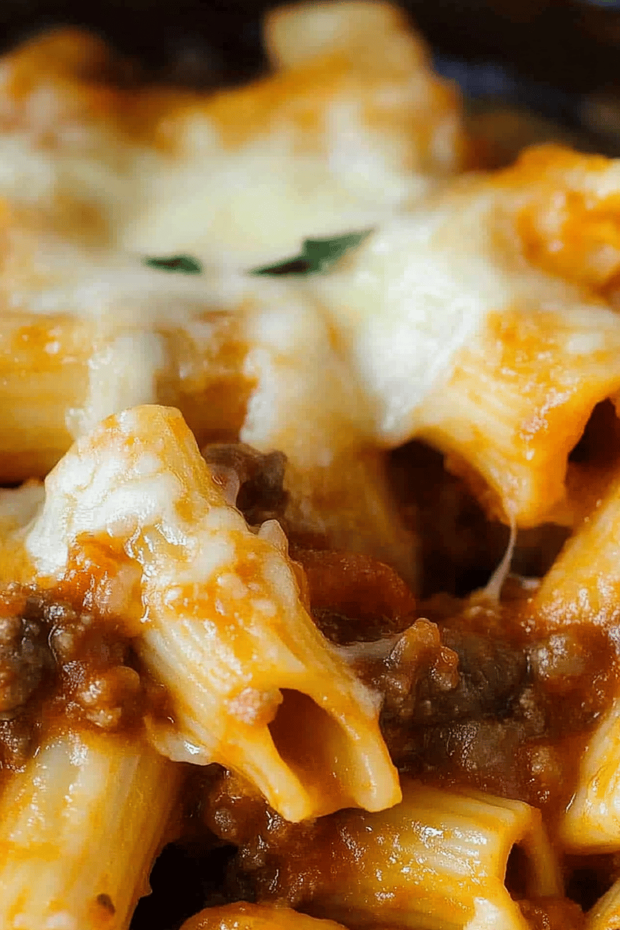 Baked Rigatoni Bolognese Final Dish Presentation