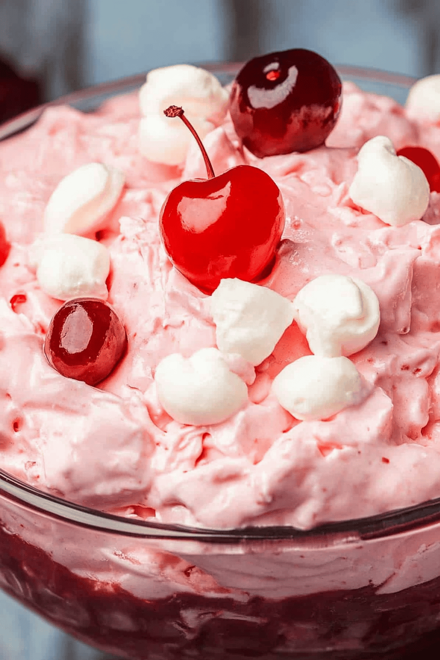 Cherry Fluff Recipe Final Dish Presentation