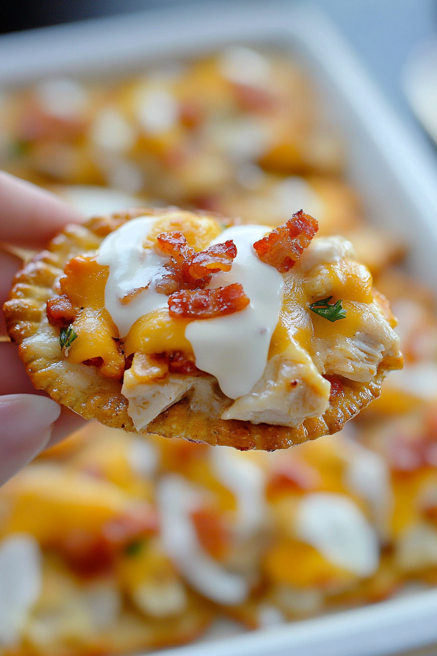 Chicken Bacon Ritz Cracker Nachos Final Dish Presentation