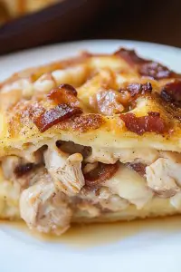 Chicken Bacon Swiss Cinnamon Roll Casserole