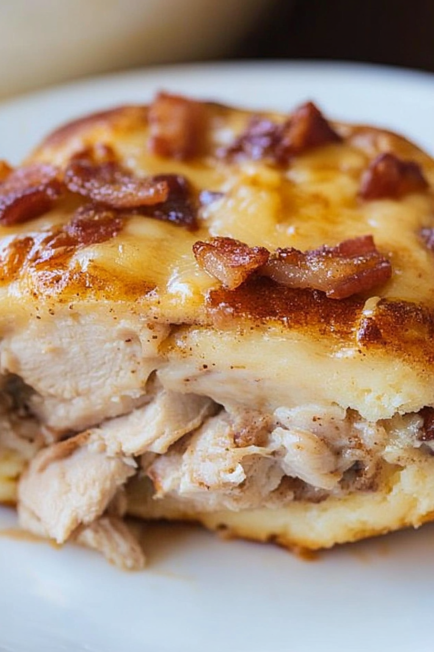 Chicken Bacon Swiss Cinnamon Roll Casserole Final Dish Presentation