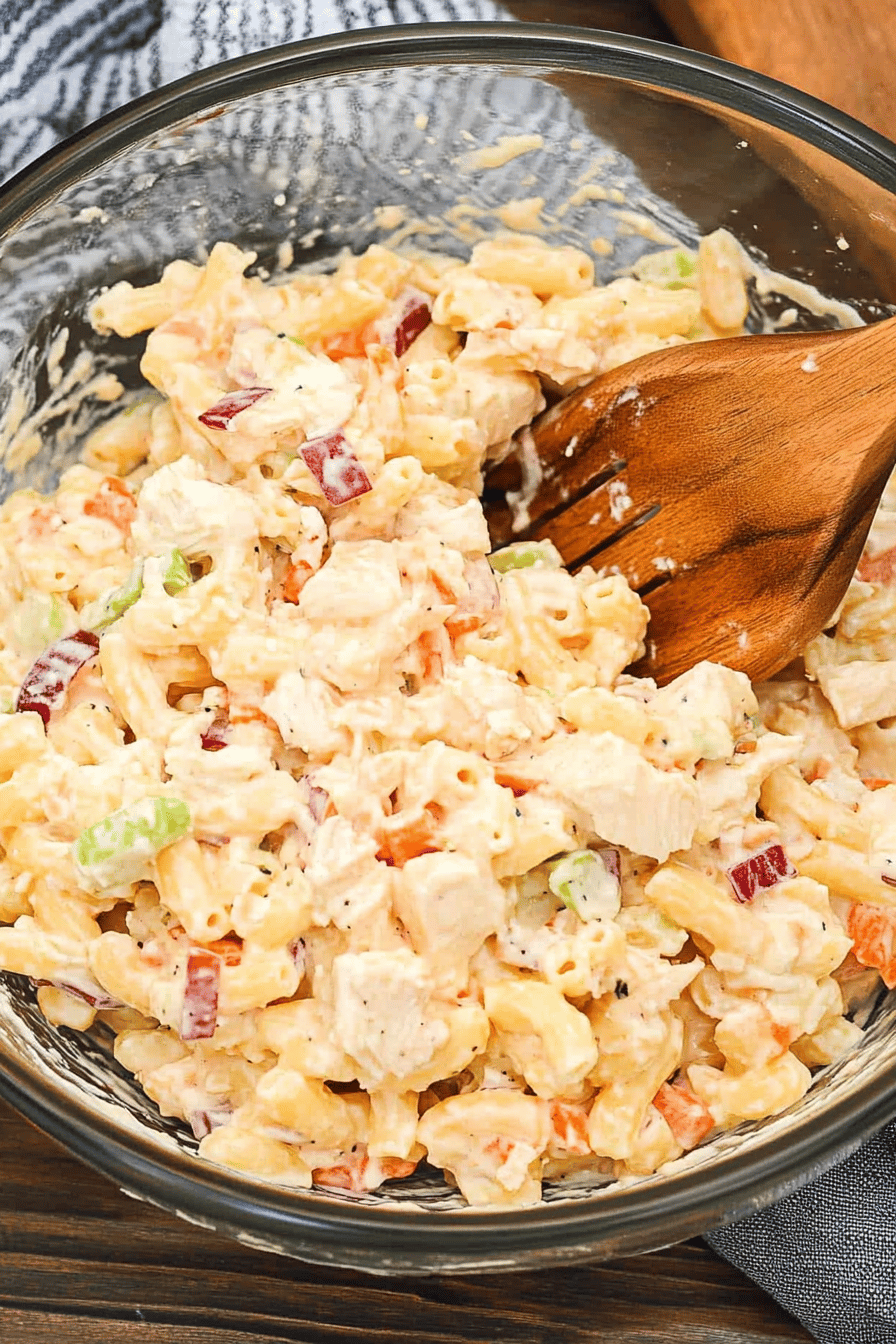 Chicken Macaroni Salad Recipe Final Dish Presentation