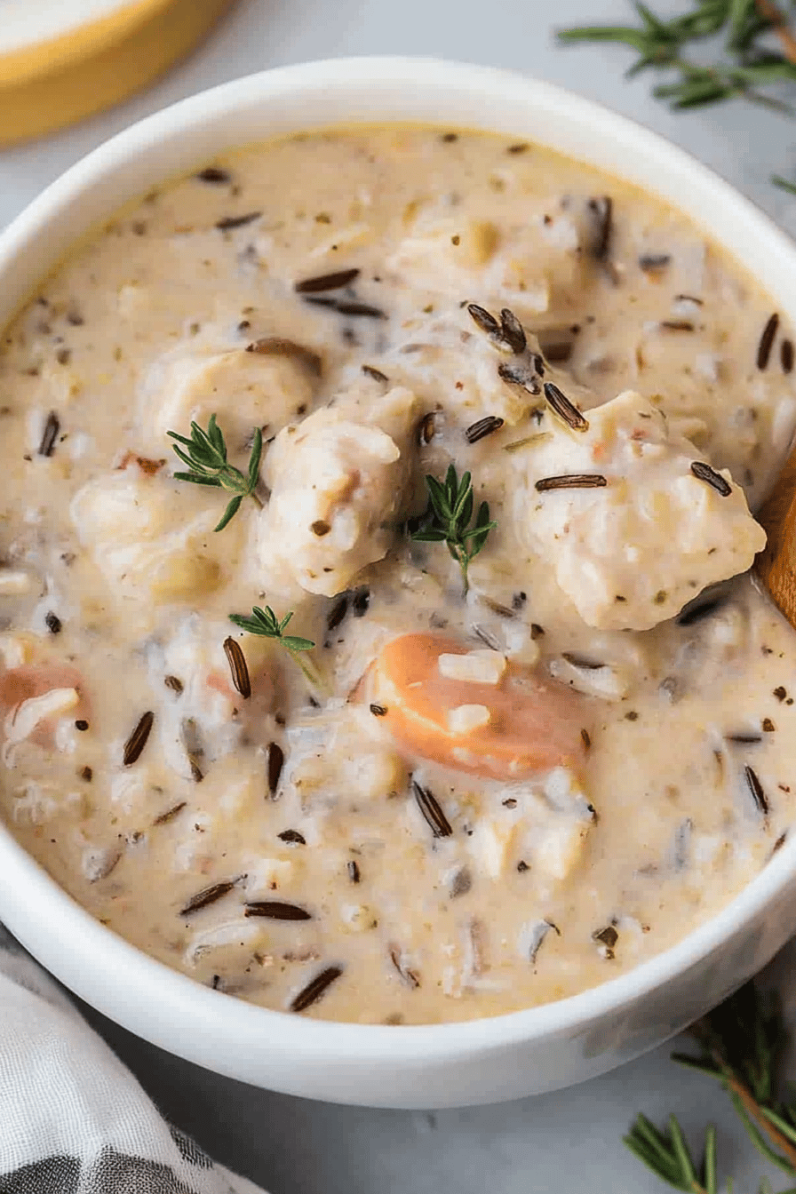 Chicken Wild Rice Soup Final Dish Presentation
