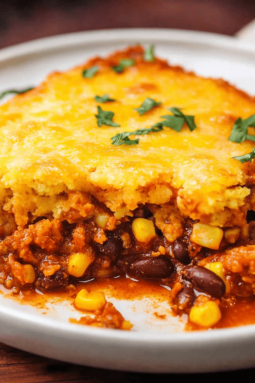 Chili Cornbread Casserole Final Dish Presentation