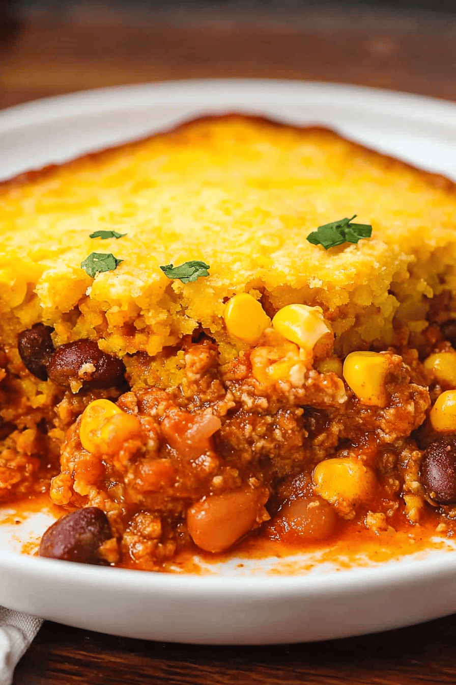 Chili Cornbread Casserole Final Dish Presentation
