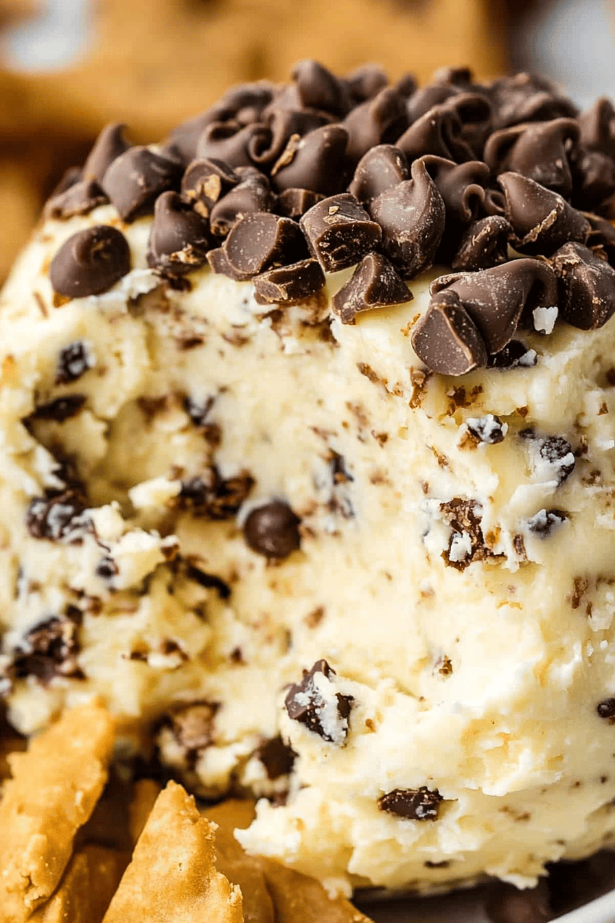 Chocolate Chip Cheese Ball Final Dish Presentation