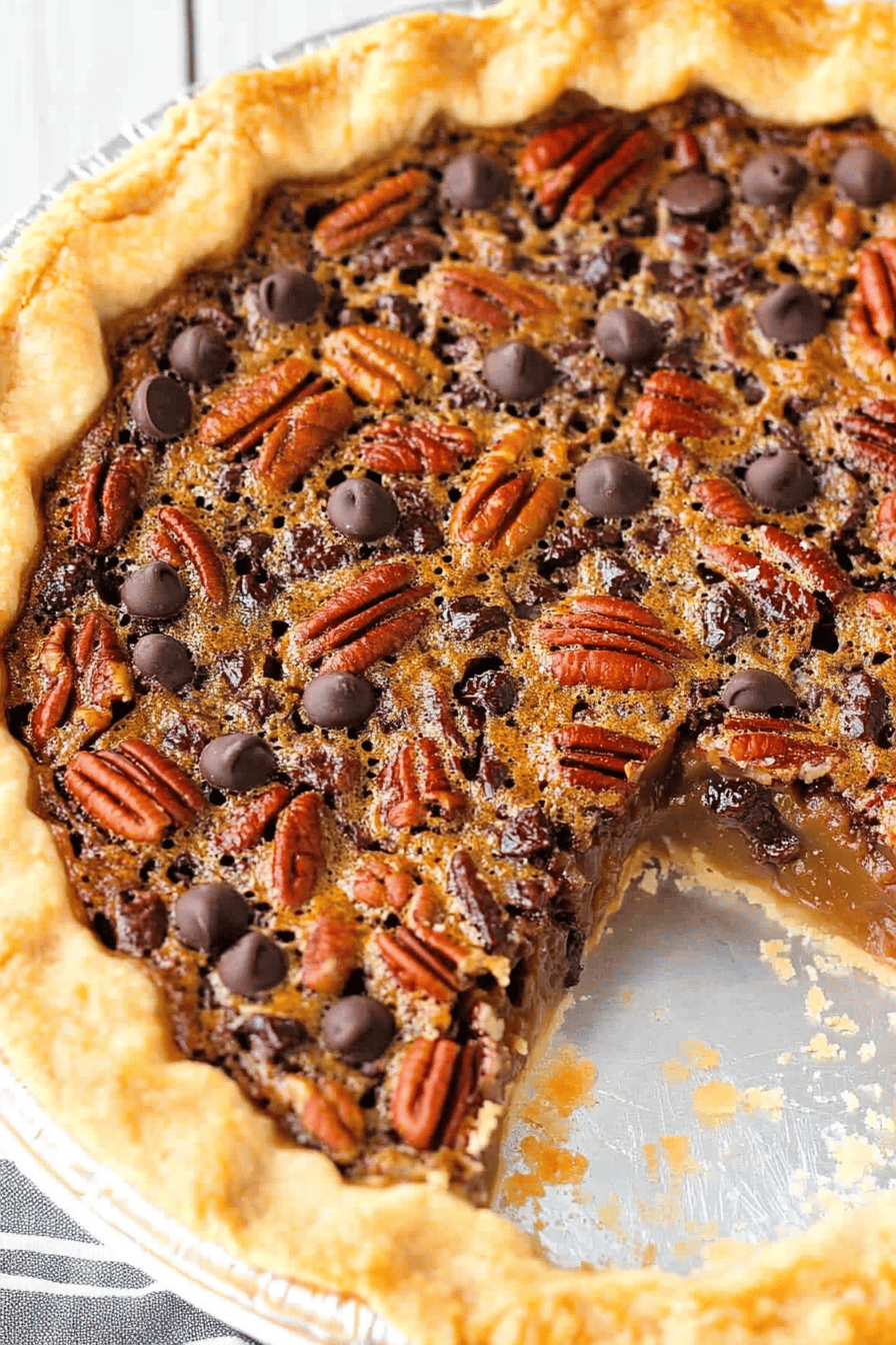 Chocolate Chip Pecan Pie Final Dish Presentation