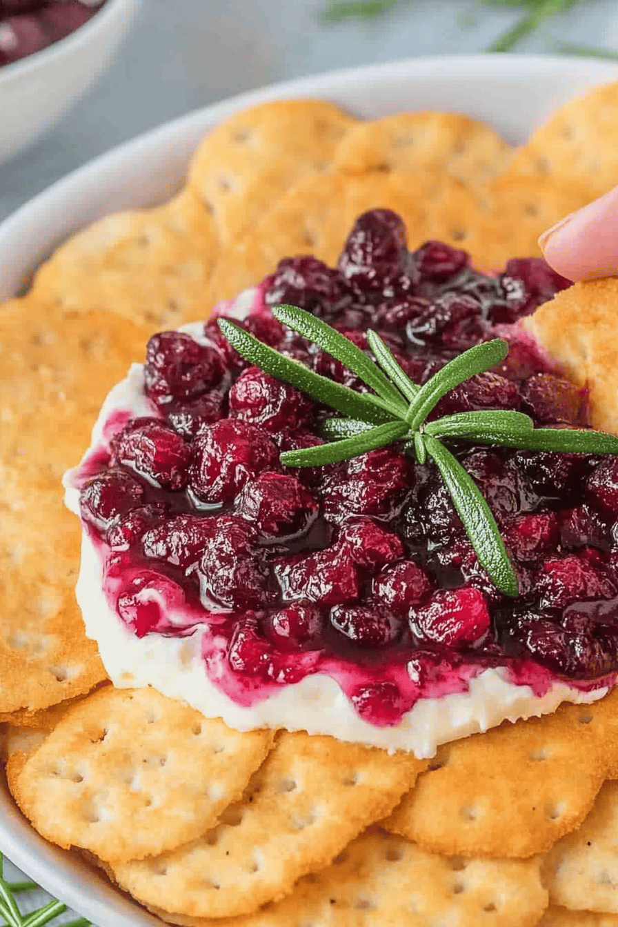 Cranberry Jalapeno Cream Cheese Dip Final Dish Presentation
