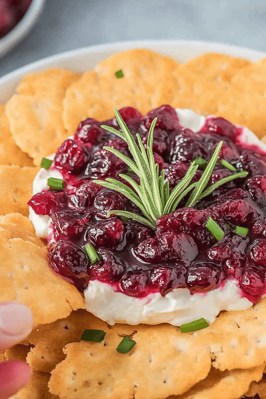 Cranberry Jalapeno Cream Cheese Dip Final Dish Presentation