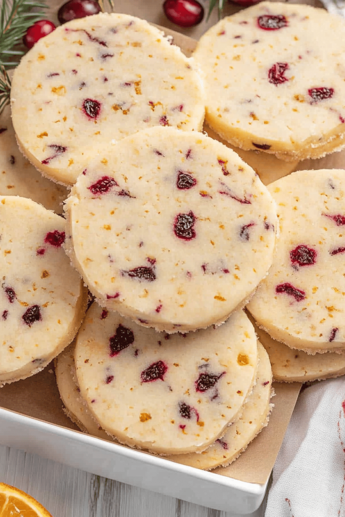 Cranberry Orange Shortbread Cookies