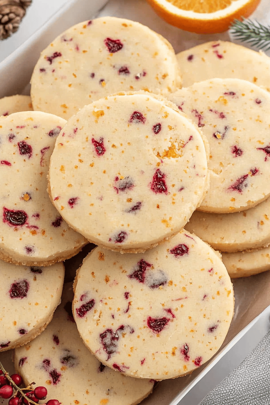 Cranberry Orange Shortbread Cookies Final Dish Presentation