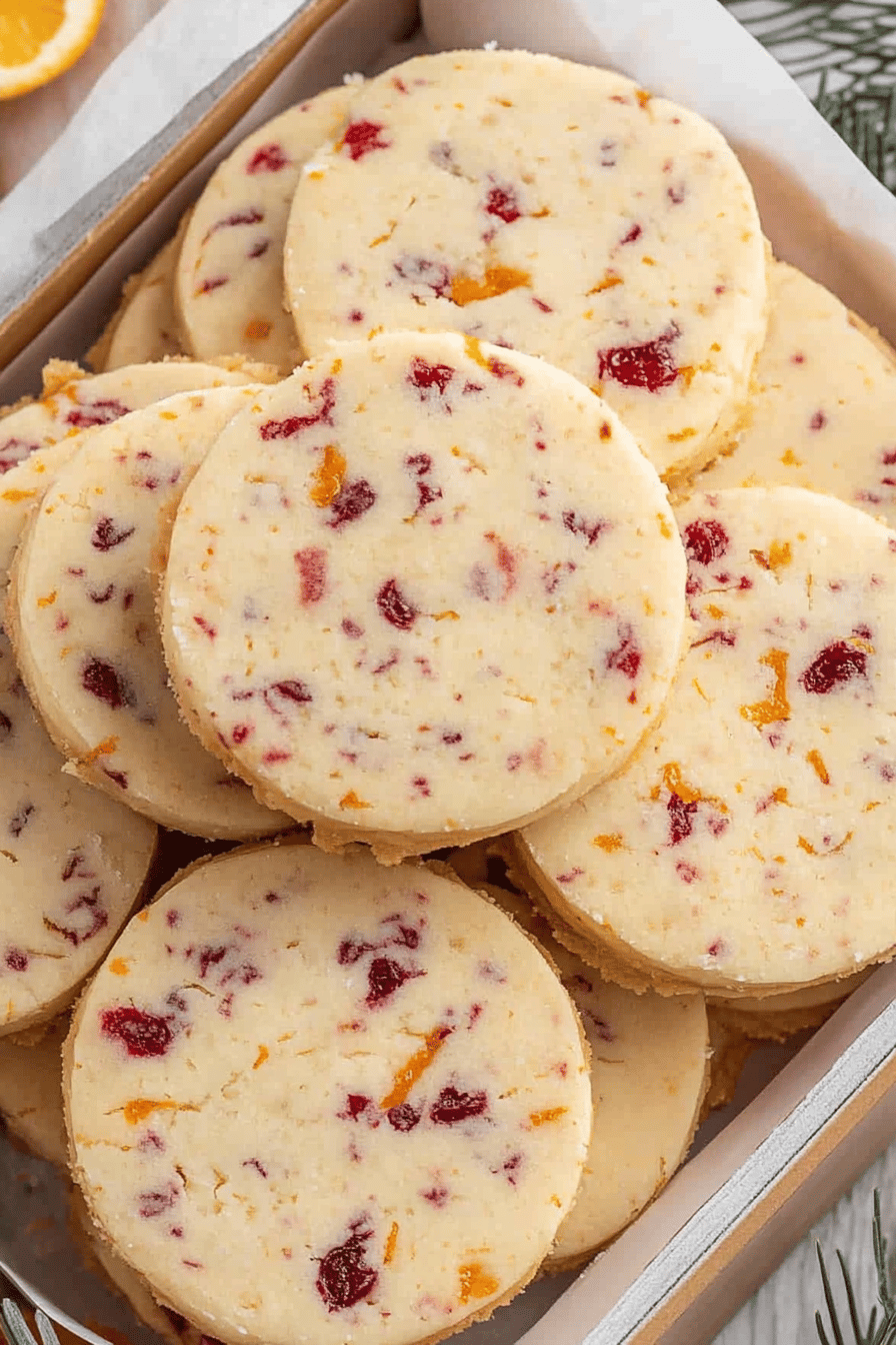 Cranberry Orange Shortbread Cookies Final Dish Presentation