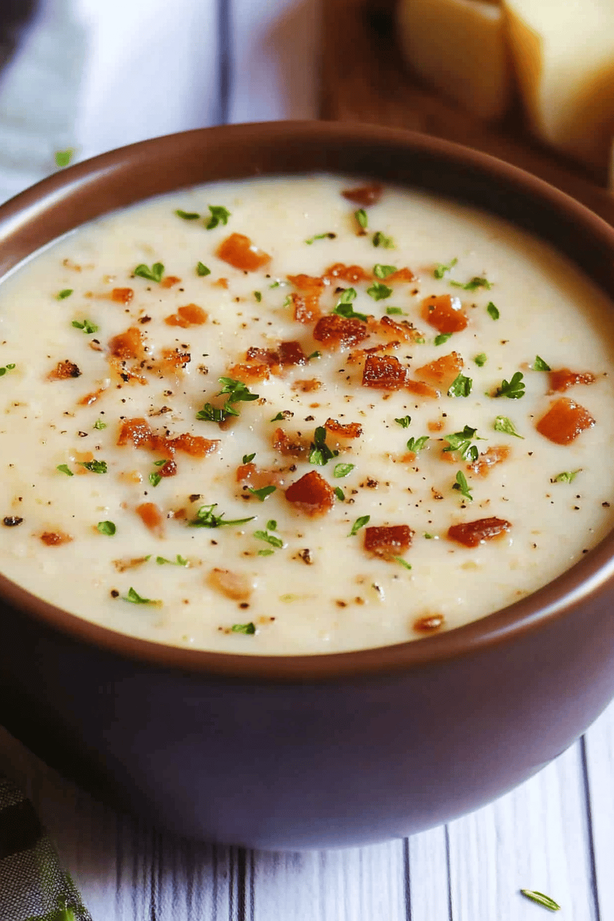 Cream Cheese Potato Bacon Soup Final Dish Presentation
