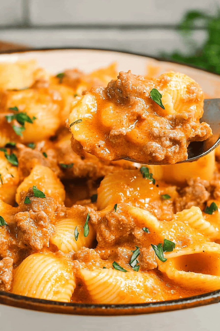 Creamy Beef and Shells ingredients
