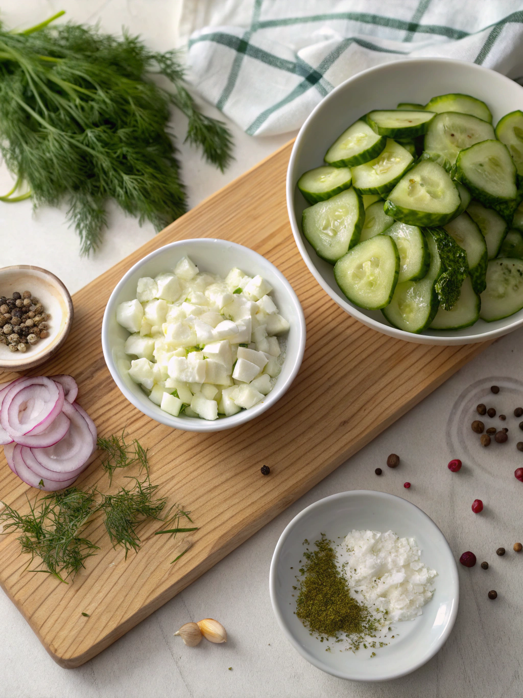 Creamy Cucumber Salad ingredients