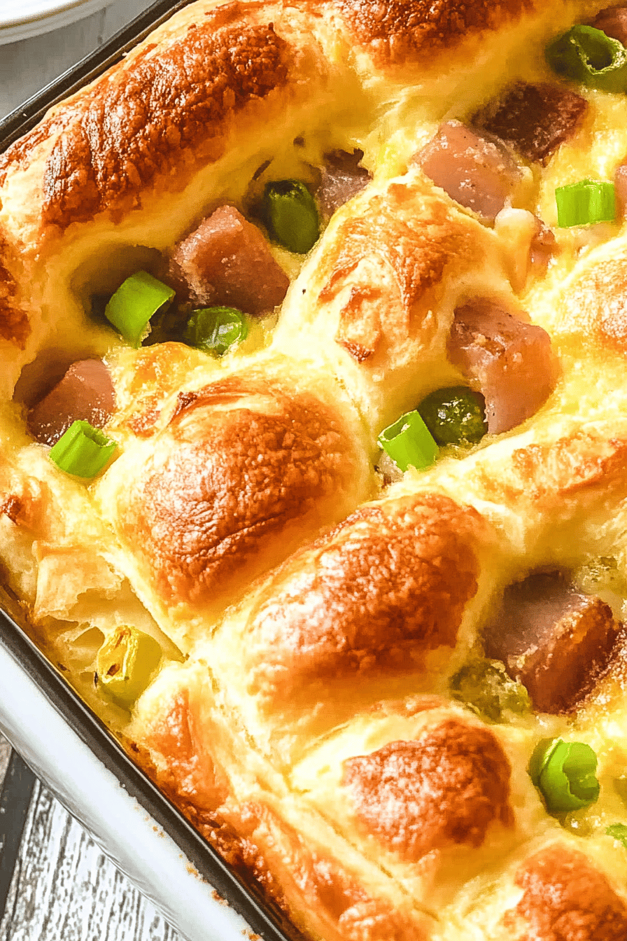 Crescent Roll Breakfast Casserole Final Dish Presentation