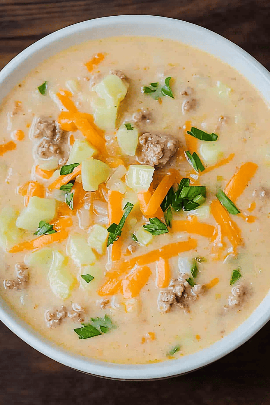 Crock-Pot Cheeseburger Soup ingredients