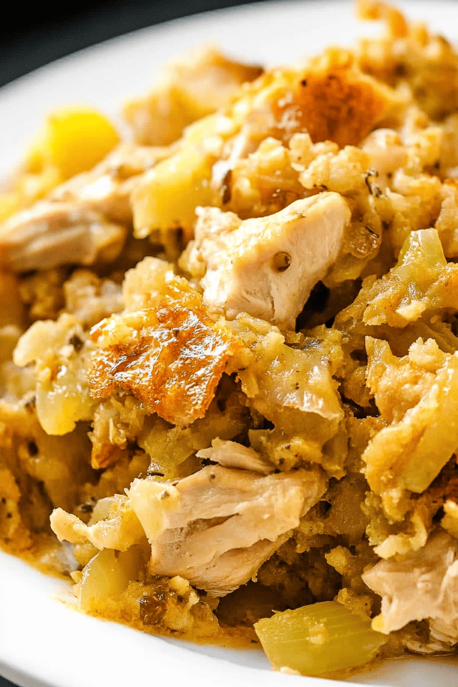 Crock Pot Chicken and Stuffing Final Dish Presentation