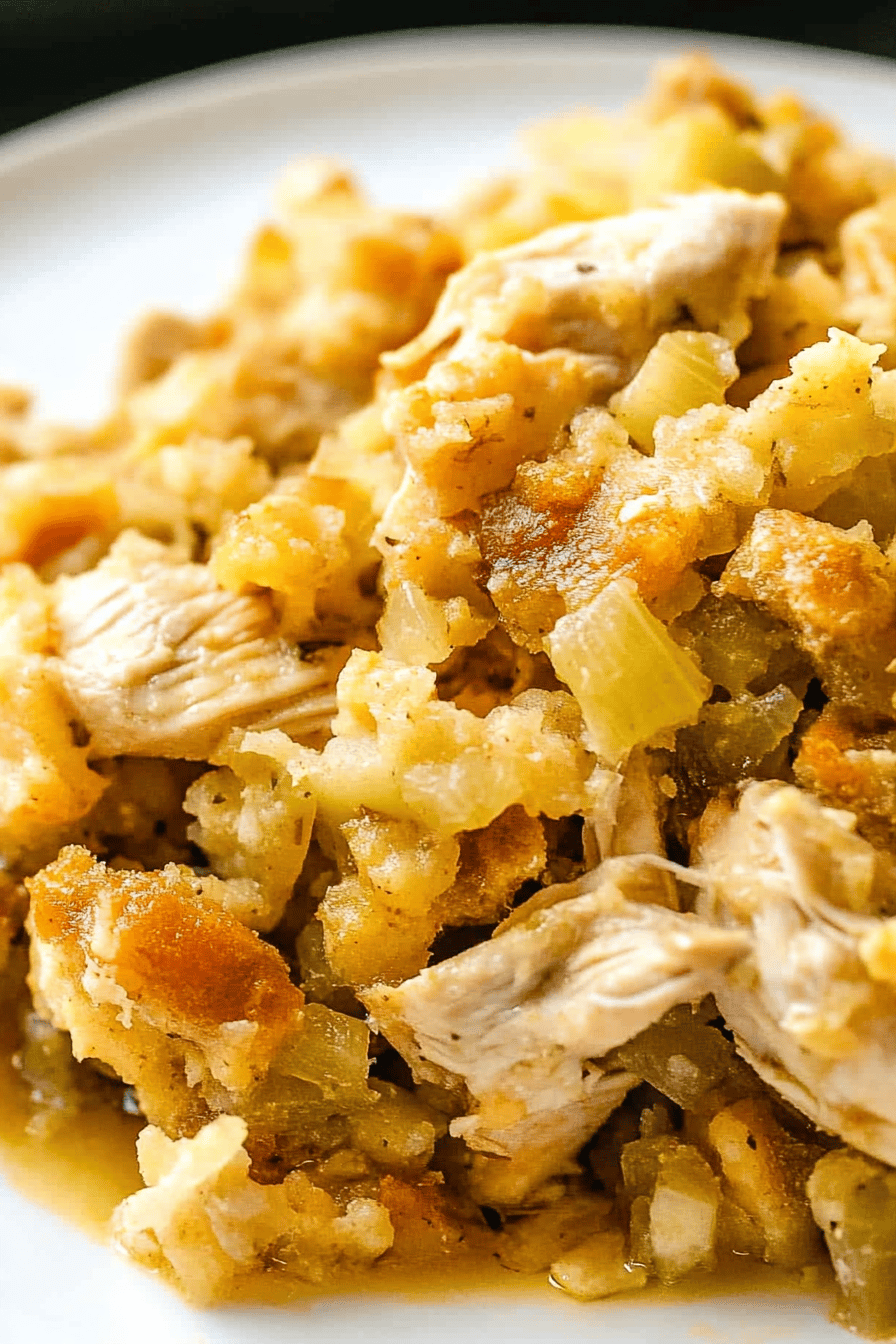 Crock Pot Chicken and Stuffing Final Dish Presentation