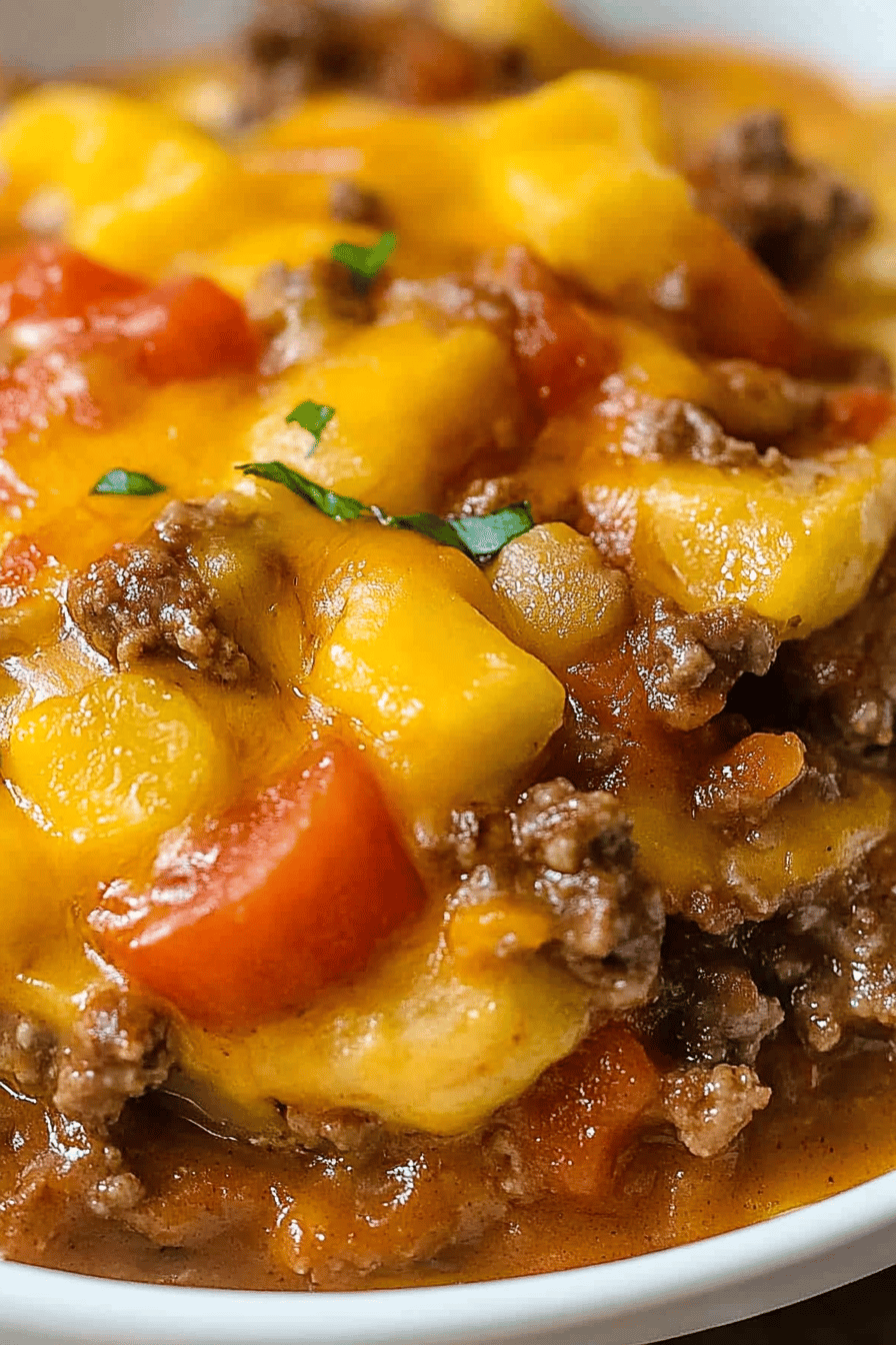 Crock Pot Cowboy Casserole Final Dish Presentation