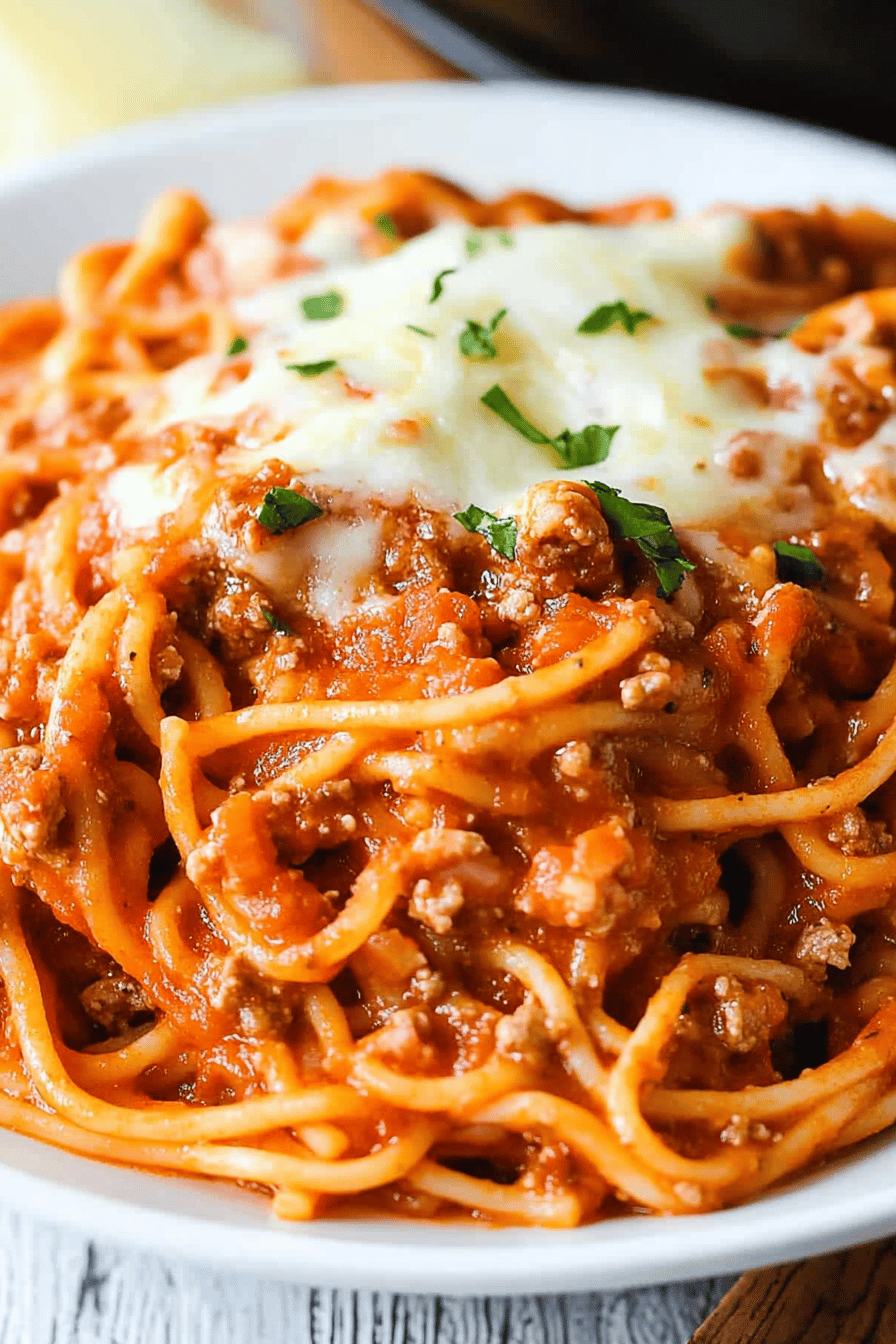 Crock Pot Spaghetti Final Dish Presentation