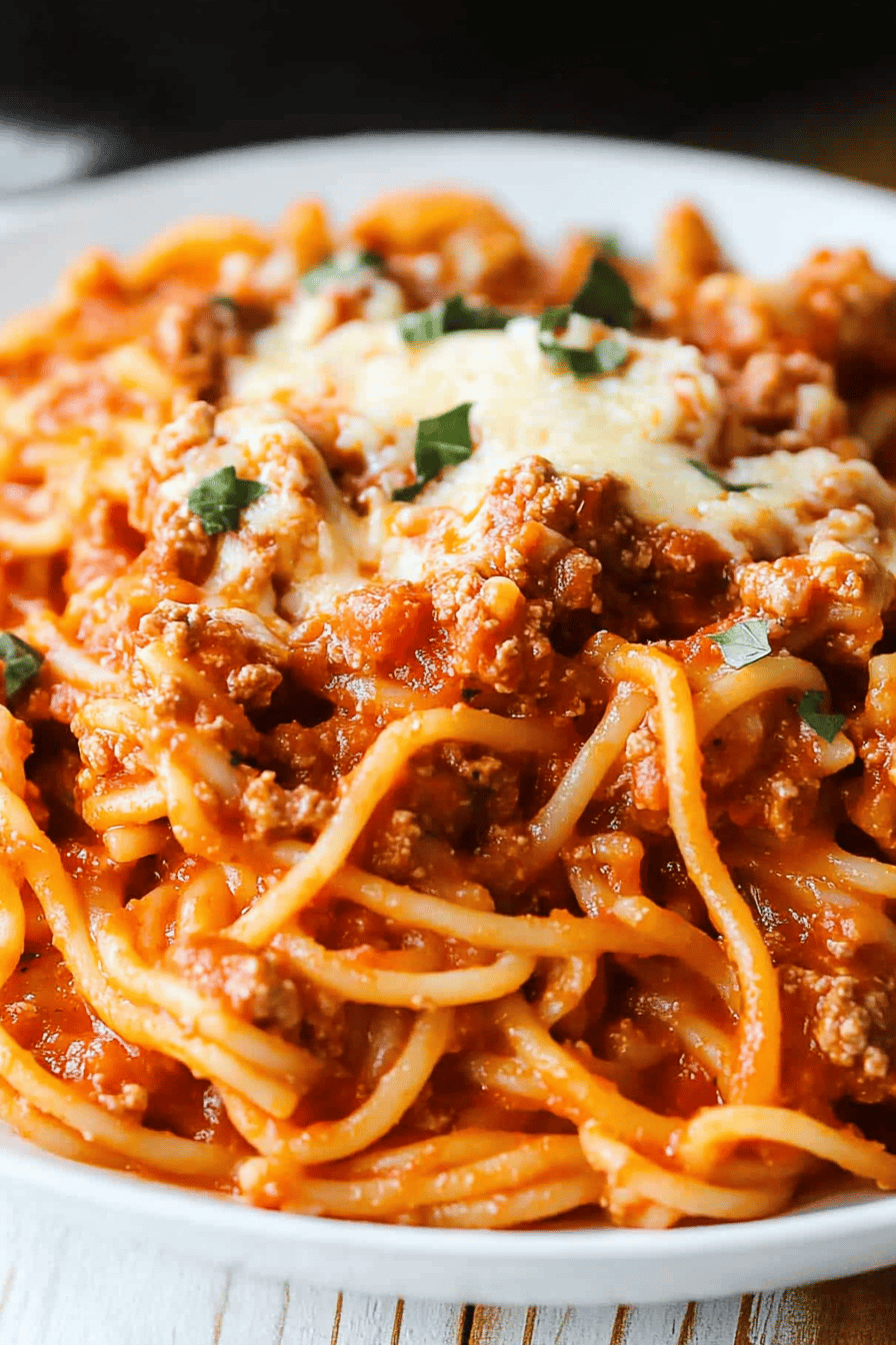 Crock Pot Spaghetti Final Dish Presentation
