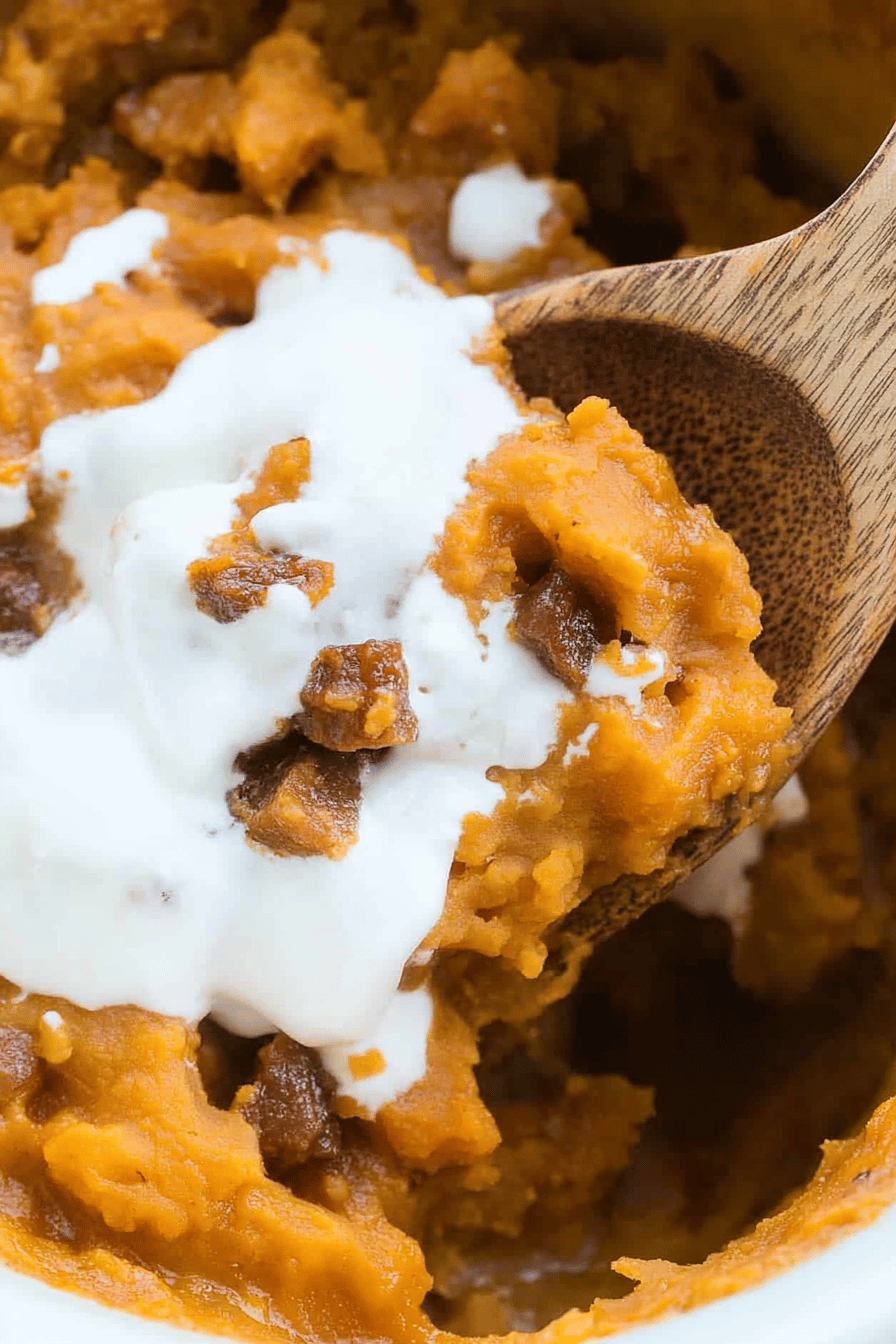 Crock-Pot Sweet Potato Casserole Final Dish Presentation