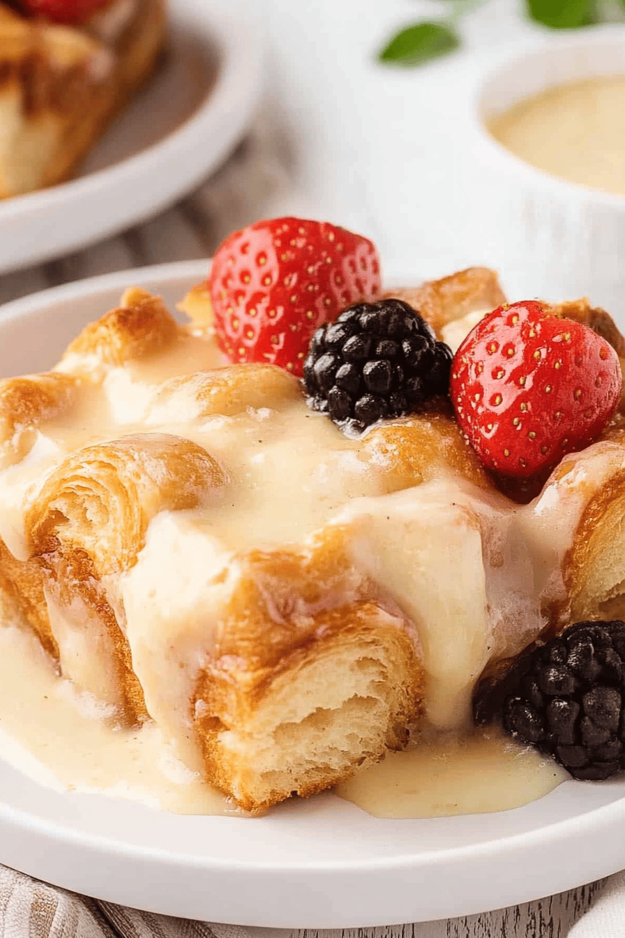 Croissant Bread Pudding Final Dish Presentation