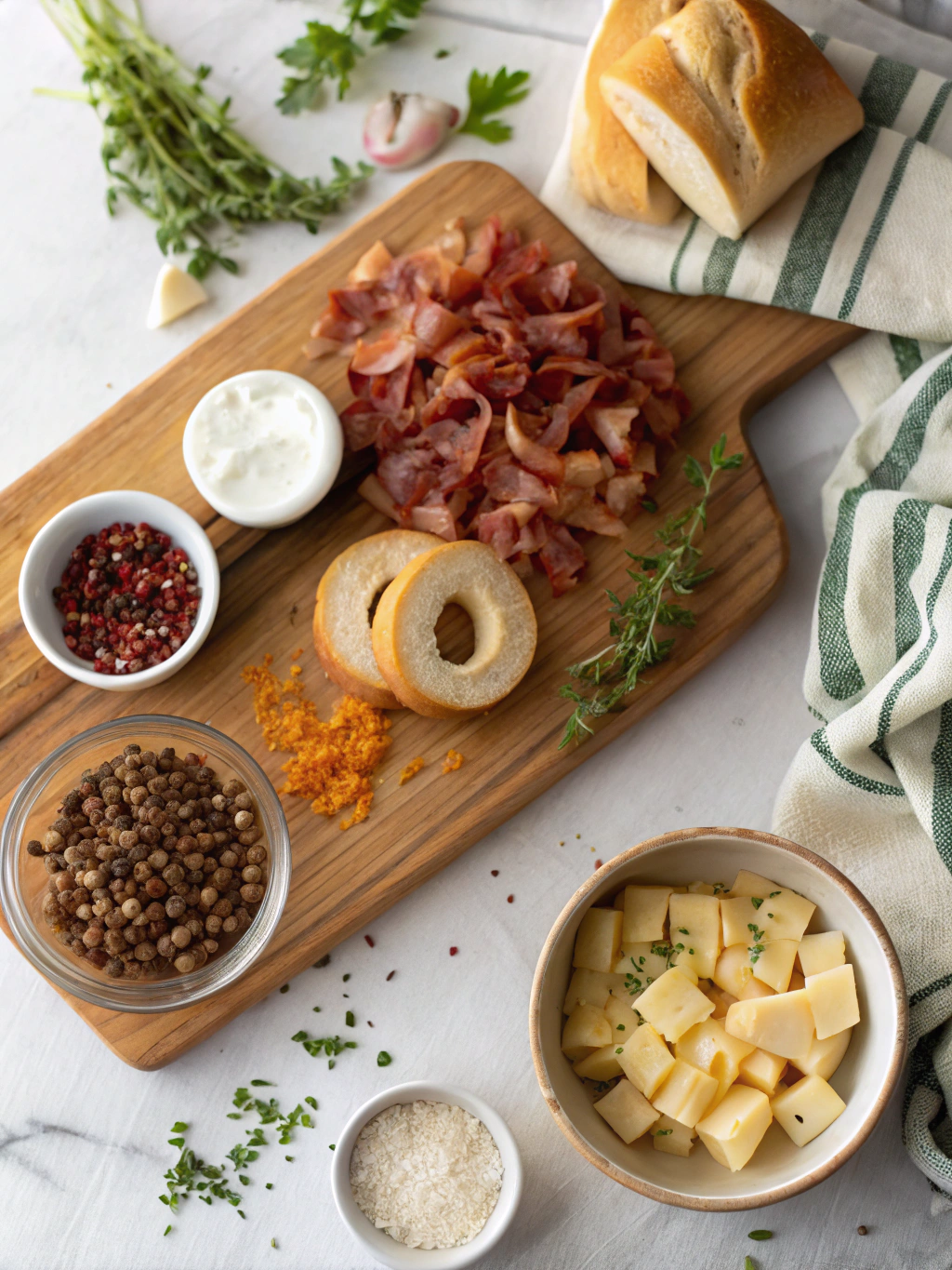 Everything Bagel Cheesy Bacon Pull-Apart ingredients
