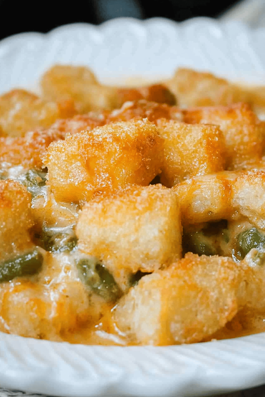 Green Bean Casserole Tater Tots Final Dish Presentation