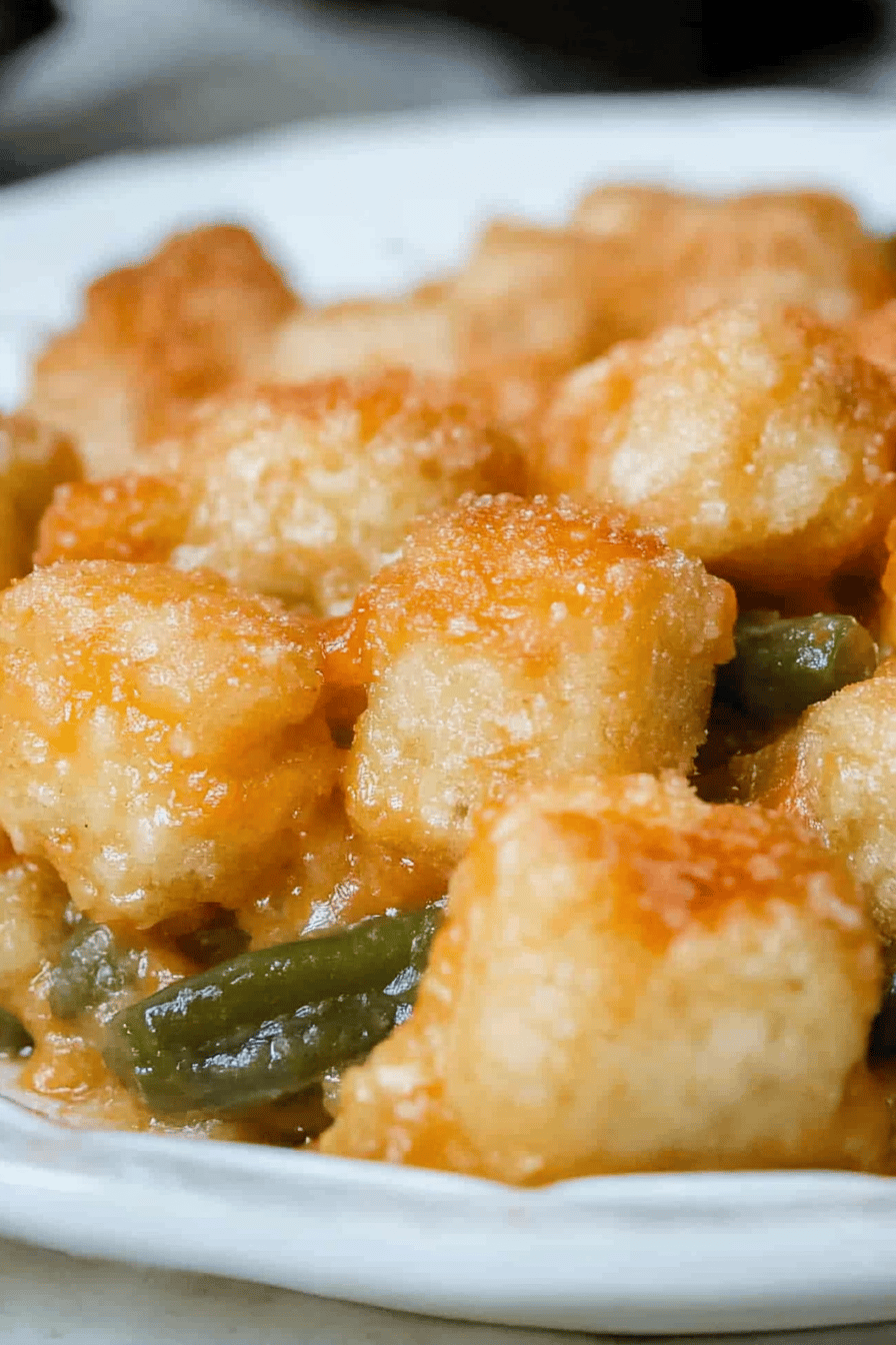 Green Bean Casserole Tater Tots Final Dish Presentation