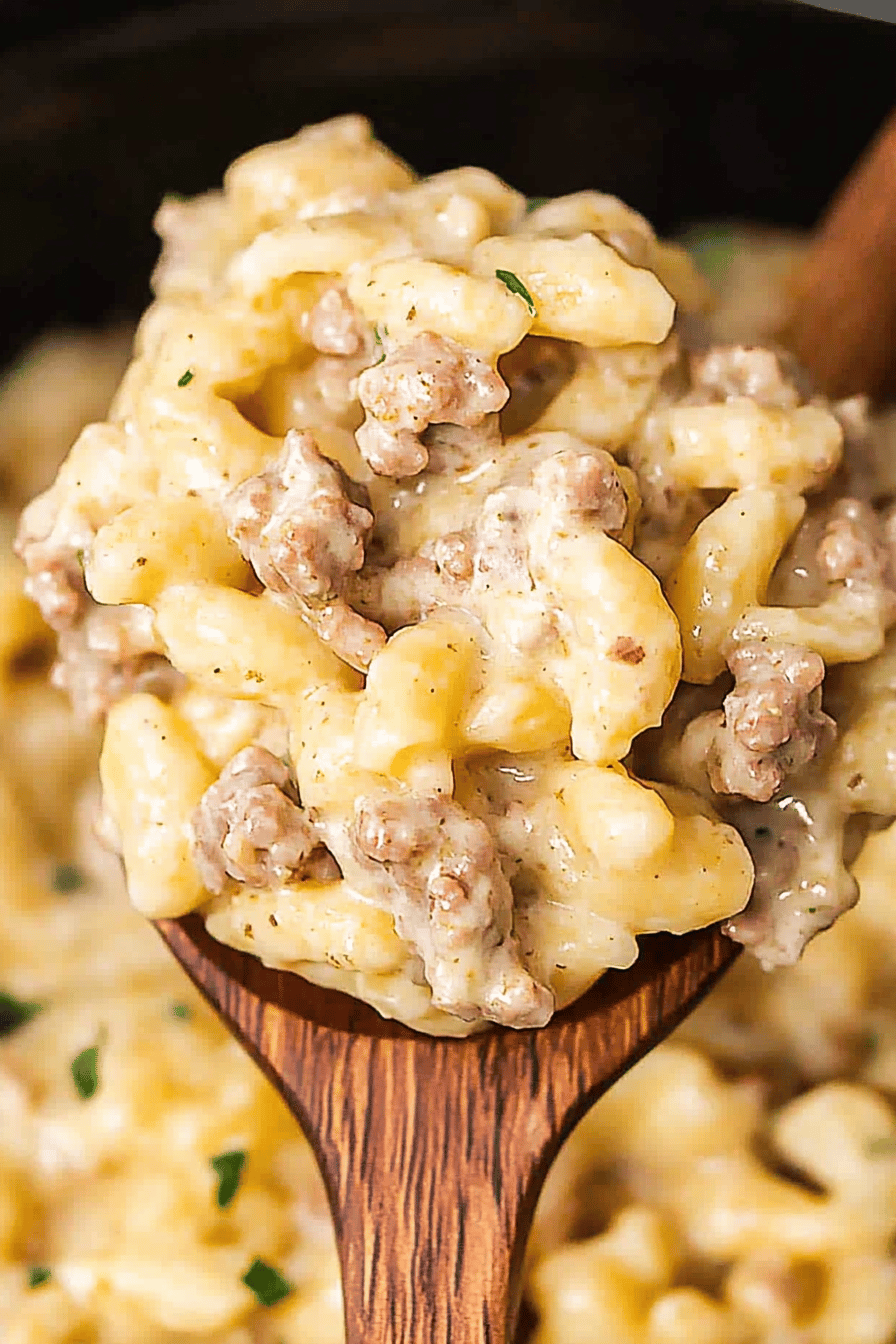 Ground Beef Alfredo Final Dish Presentation
