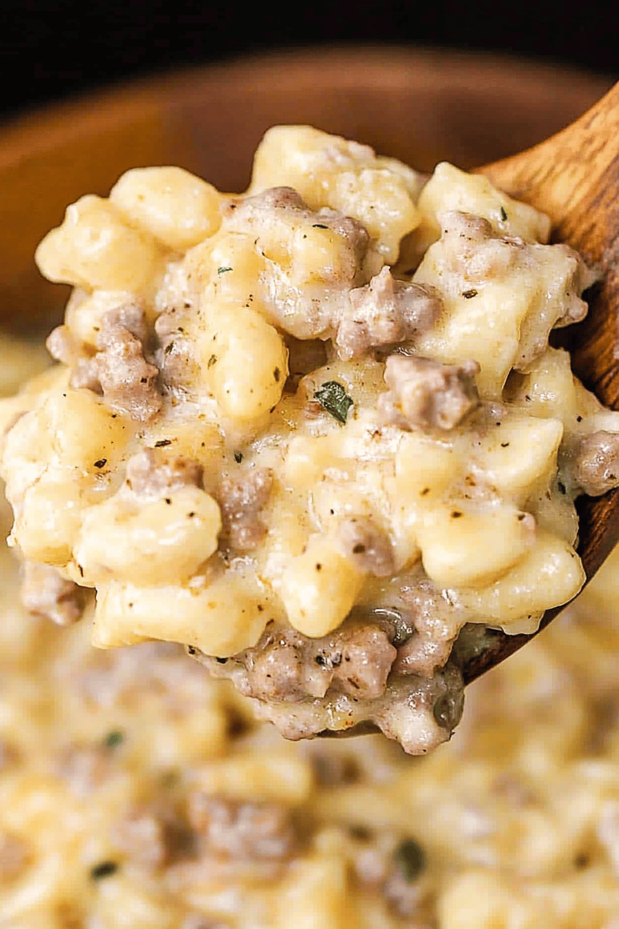 Ground Beef Alfredo Final Dish Presentation