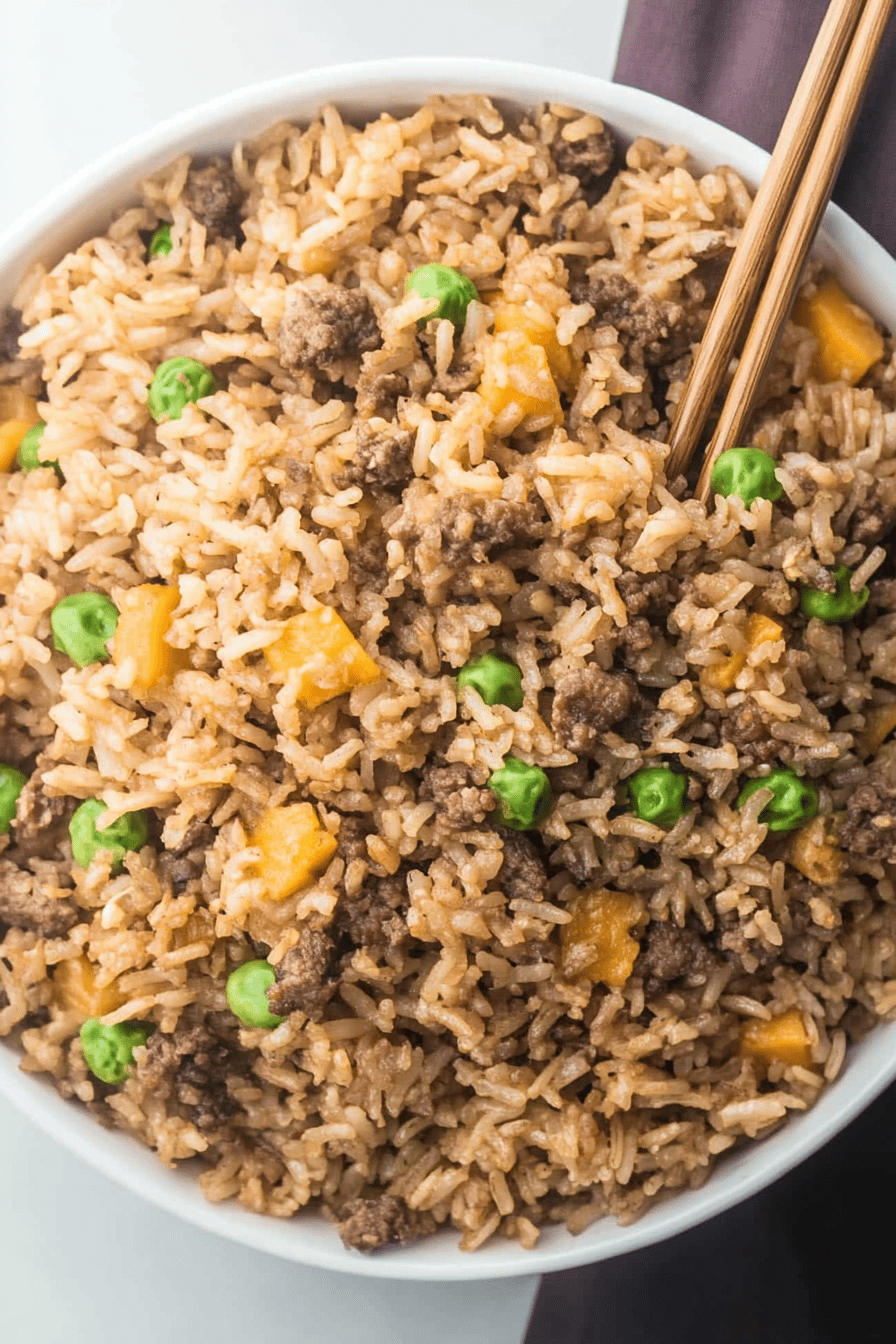 Ground Beef Fried Rice Final Dish Presentation