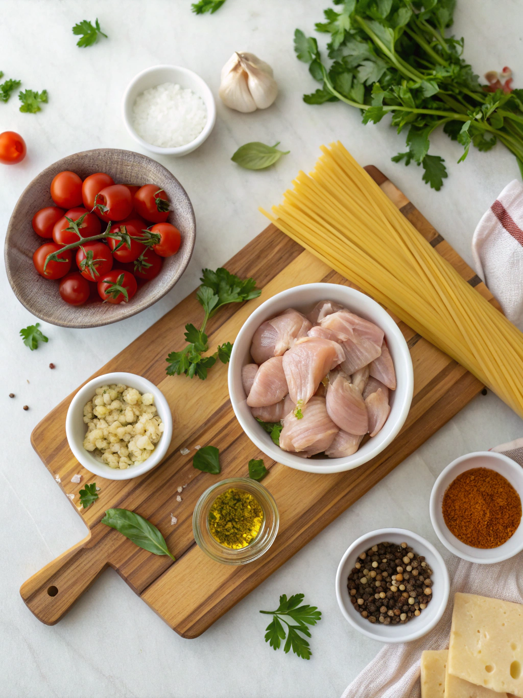 Instant Pot Bruschetta Chicken Pasta ingredients